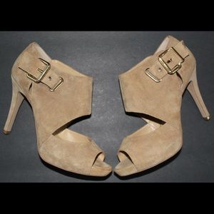 Tan suede ankle booties